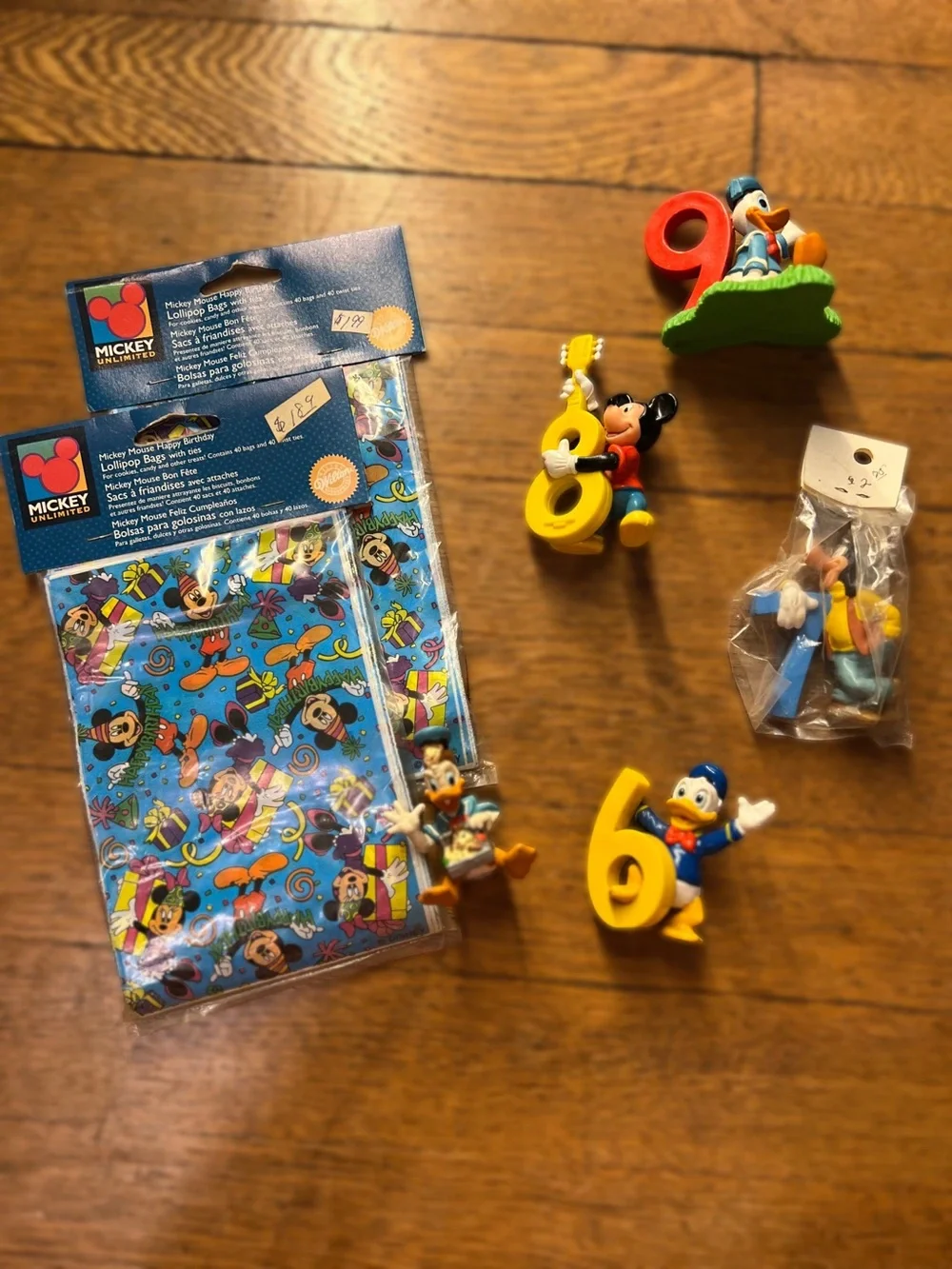Mickey Mouse Party Favor Bags & Disney Character Cake Toppers